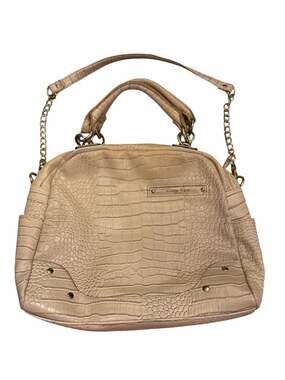 Olivia + Joy Tan Croc-Embossed Faux Leather Satchel Shoulder Bag